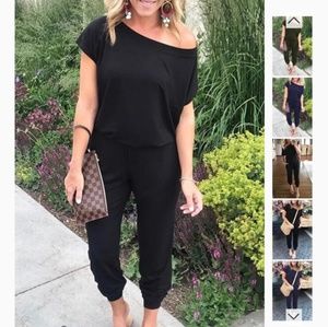 Black off the shoulder romper/jumpsuit